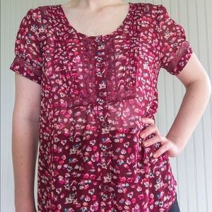 American Eagle Sheer Floral Top Womens Small